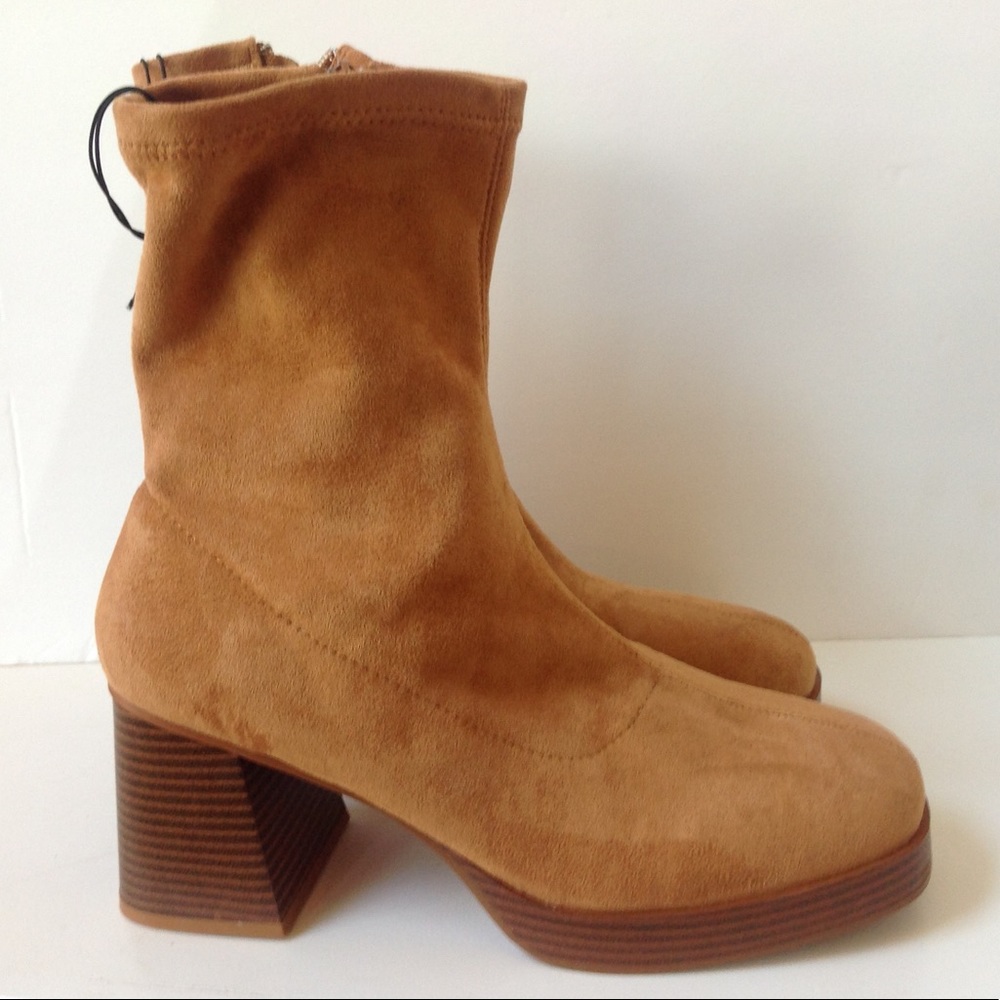 Sugar Brown Suede Boots High Ankle Bootie Boots